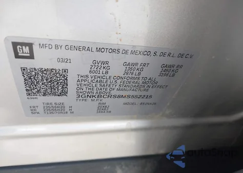 2021 Chevrolet Blazer Fwd 2Lt from USA, damaged, VIN 3GNKBCRS8MS552215